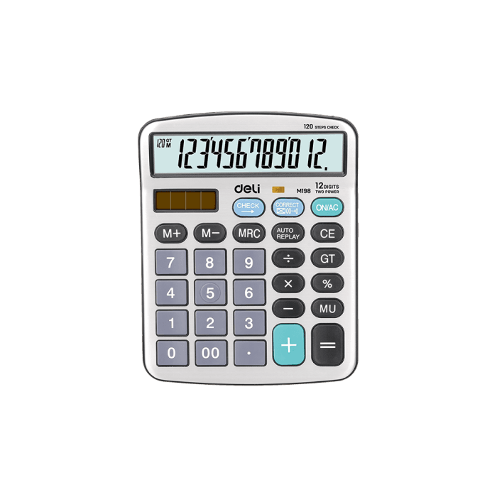 DELI ΑΡΙΘ/ΝΗ 12Ψ ΜΠΑΤ./ΗΛ. 120 ΒΗΜ. ΜΕΤ. 15.3x12x2.98cm CORE EM19810 ΑΣΗΜΙ - Image 1