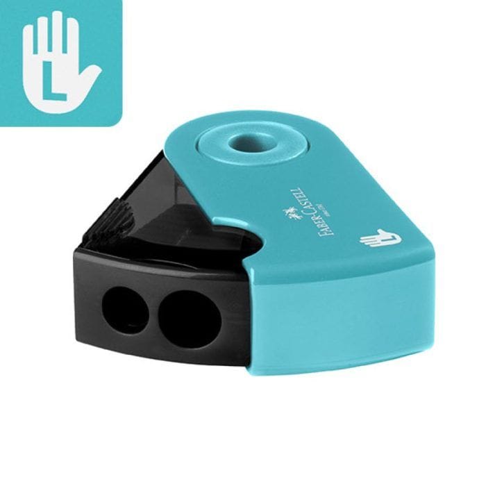 Ξύστρα Βαρελάκι Faber Castell Sleeve Δίπλη Γαλάζια για αριστερόχειρες - Image 2