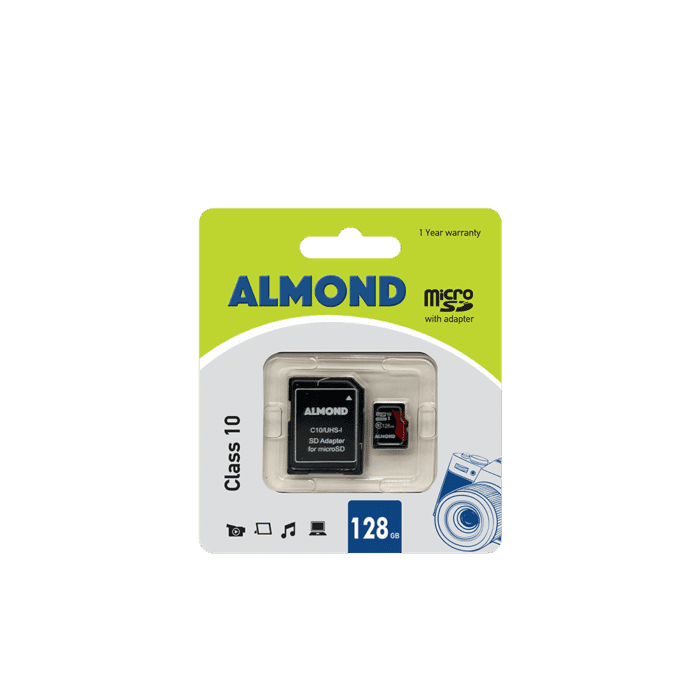 ALMOND ΚΑΡΤΑ ΜΝΗΜΗΣ ΜΕ ΑΝΤΑΠΤ. MICROSDHC CLASS10 128GB - Image 1