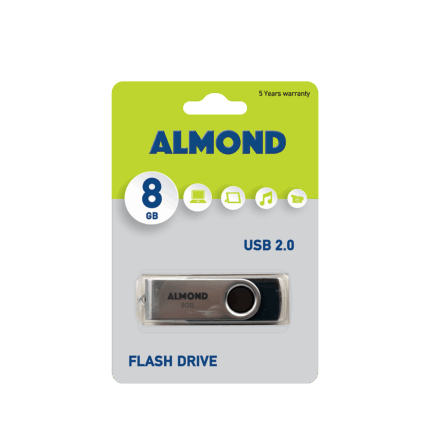 ALMOND FLASH DRIVE USB 2.0 8GB TWISTER ΜΑΥΡΟ